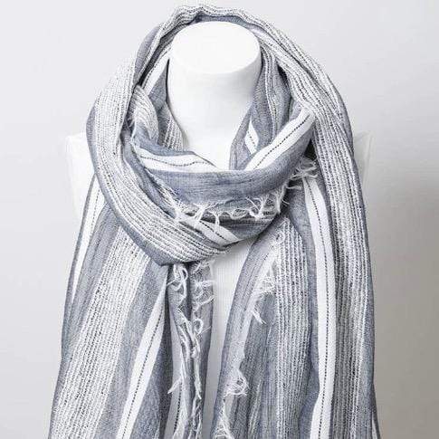 Blue & Grey Stripped Woven Scarf Ideal for Gift