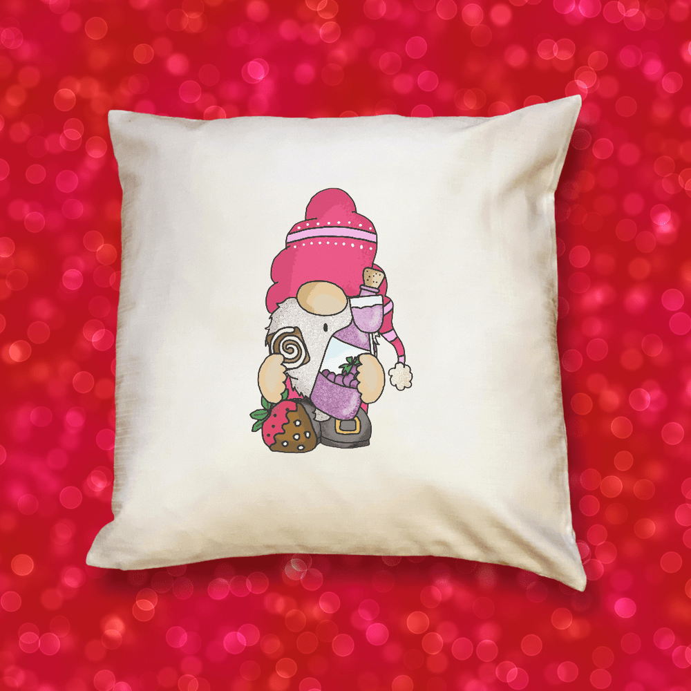White Be Mine Valentine Gnome Cute Festive Pillow Cover
