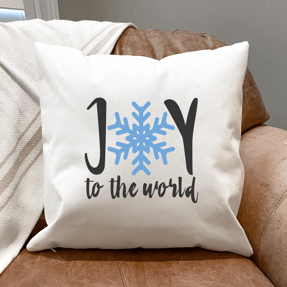 White Joy To The World Cute Festive Pillow Cover for Christmas Decor