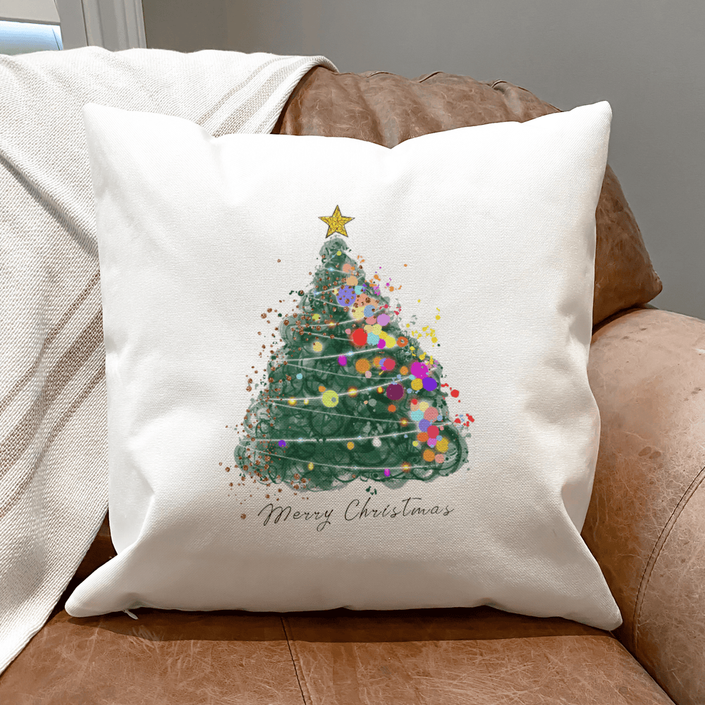 White Christmas Tree Fabric Pillow Cover for Christmas Decor