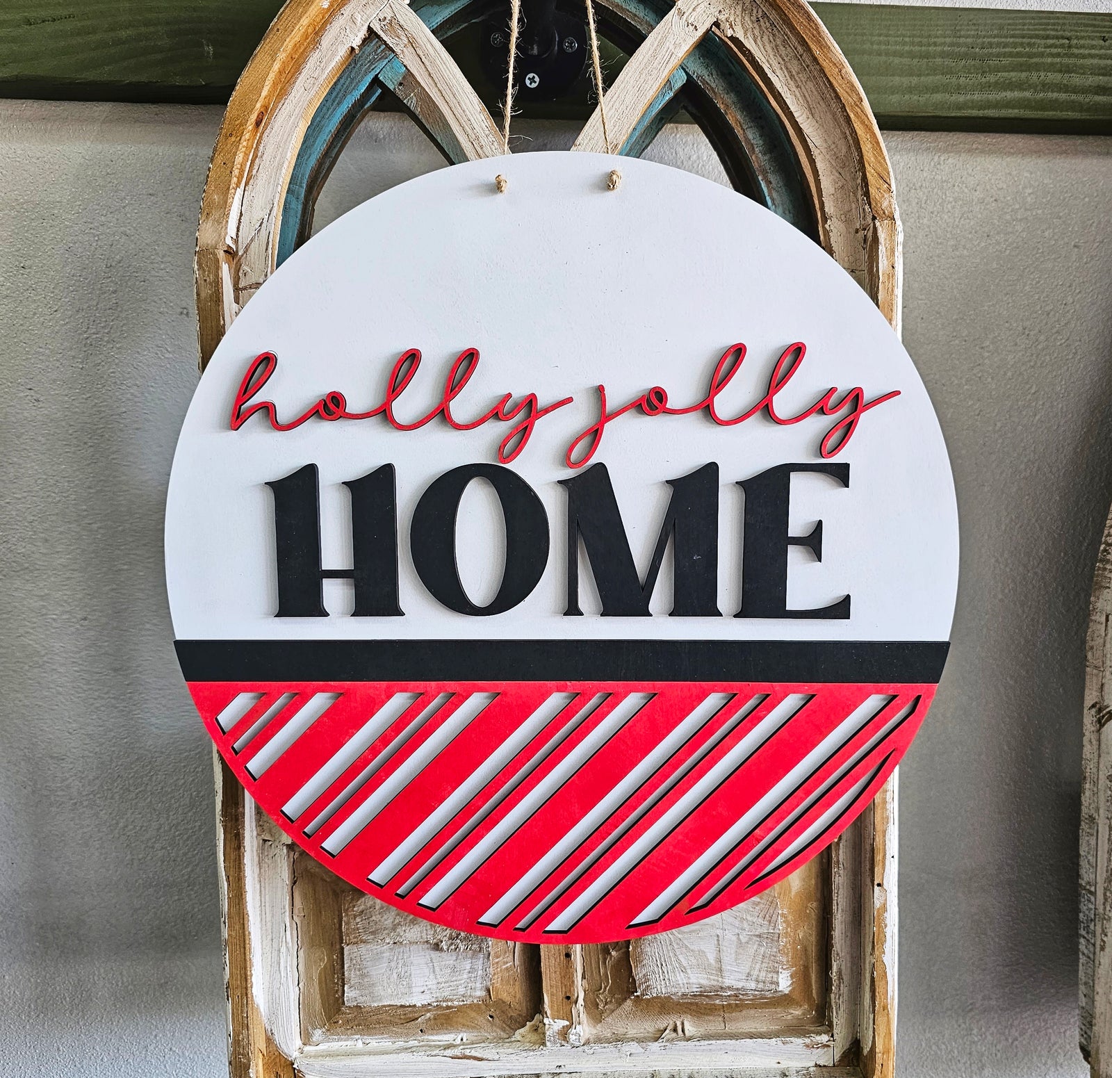 DIY Holly Jolly Home Door Hanger