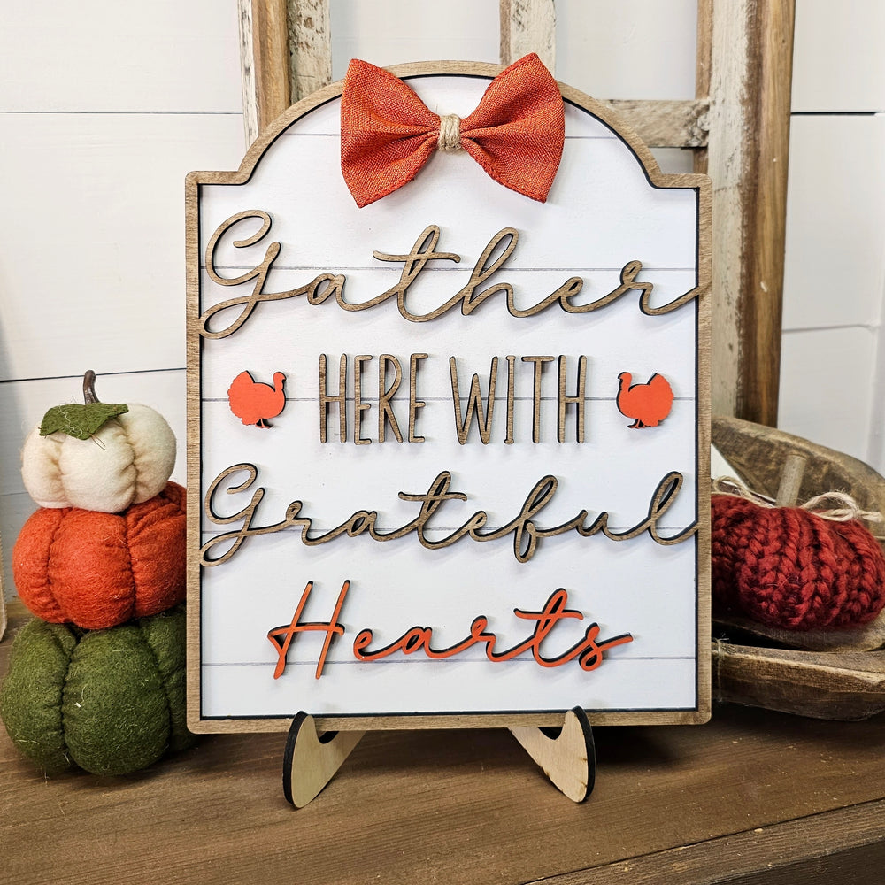DIY Gather With Grateful Hearts Sign