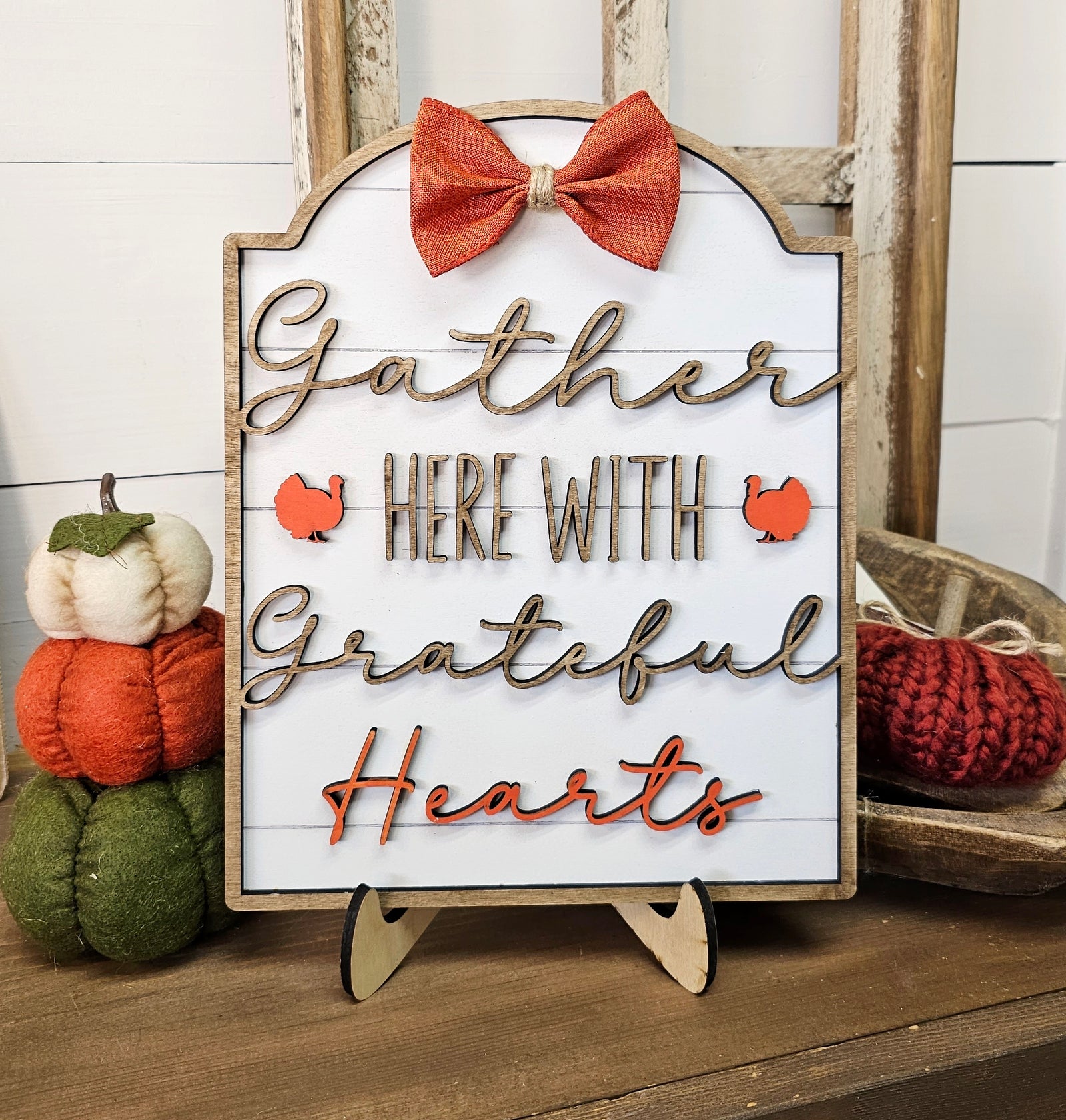 DIY Gather With Grateful Hearts Sign