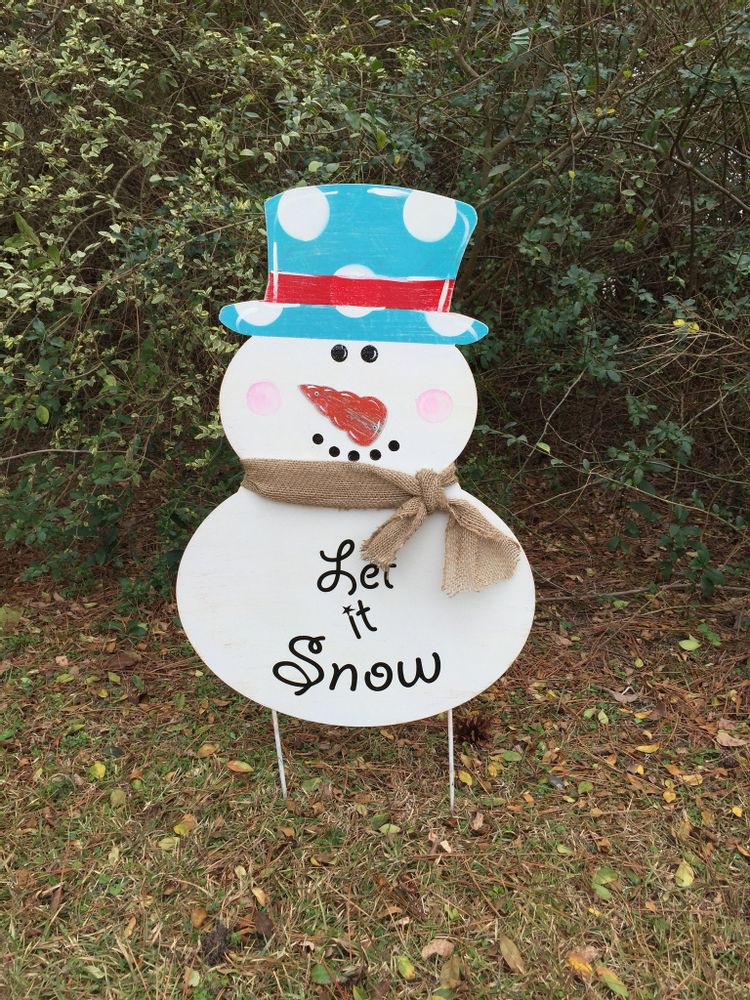 Black & Blue 29 x 20 inch Snowman Door Hanger and Yard Stakes
