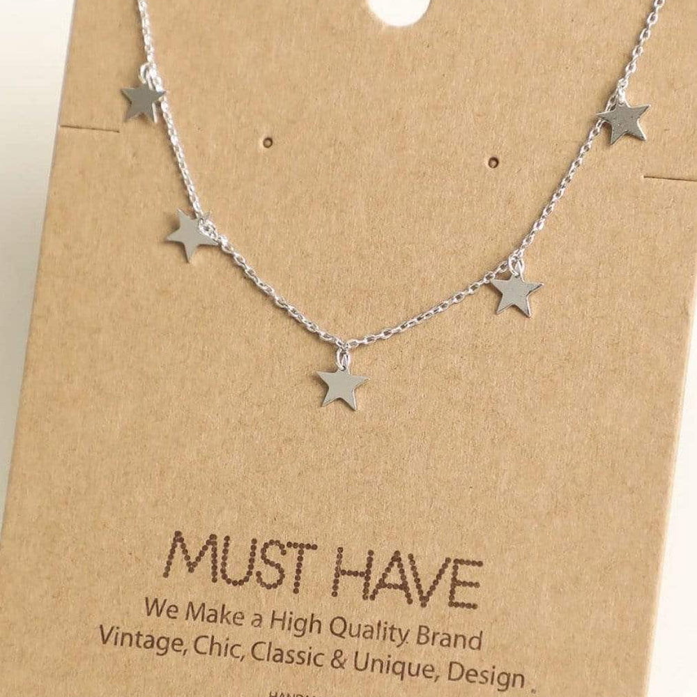 Rhodium Plated Star Charmed Cute Necklace for Any Occasion