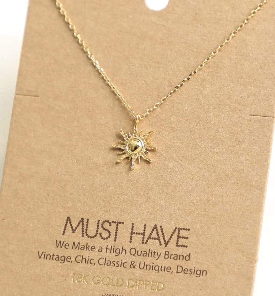Gold 18K Gold-dipped Sunshine Charm & Necklace for Any Occasion
