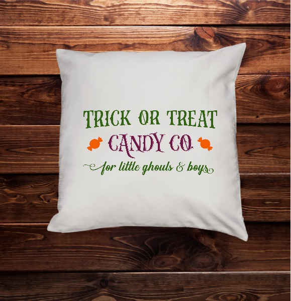 White Trick or Treat Pillow Cover for Halloween Decor