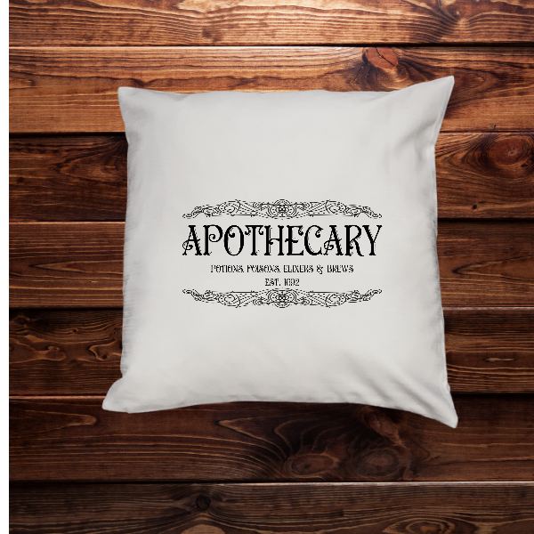 White Apothecary Pillow Cover for Halloween Decor