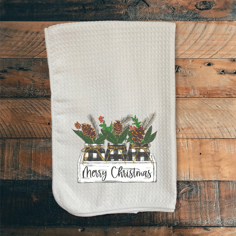 Merry Christmas Mason Jar Extra Absorbent Hand Towel