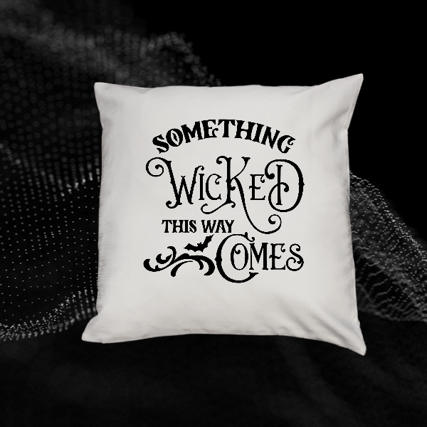 White Something Wicked Faux Burlap Fabric Pillow Cover