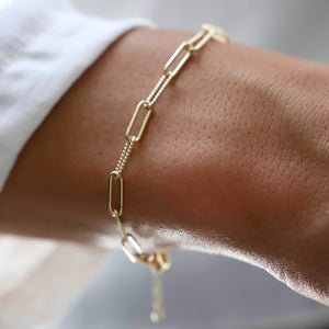 Gold 24k Link Chain Bracelet with Brass Metal