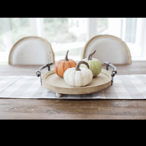 Natural Fir Wood Farmhouse Tray with Metal Handle
