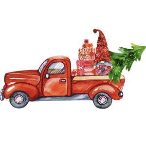 White 1-Gnome, A Red Truck & A Tree Cute Festive Pillow Cover