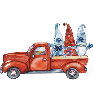 White 3-Gnomes & A Red Truck Cute Festive Pillow Cover