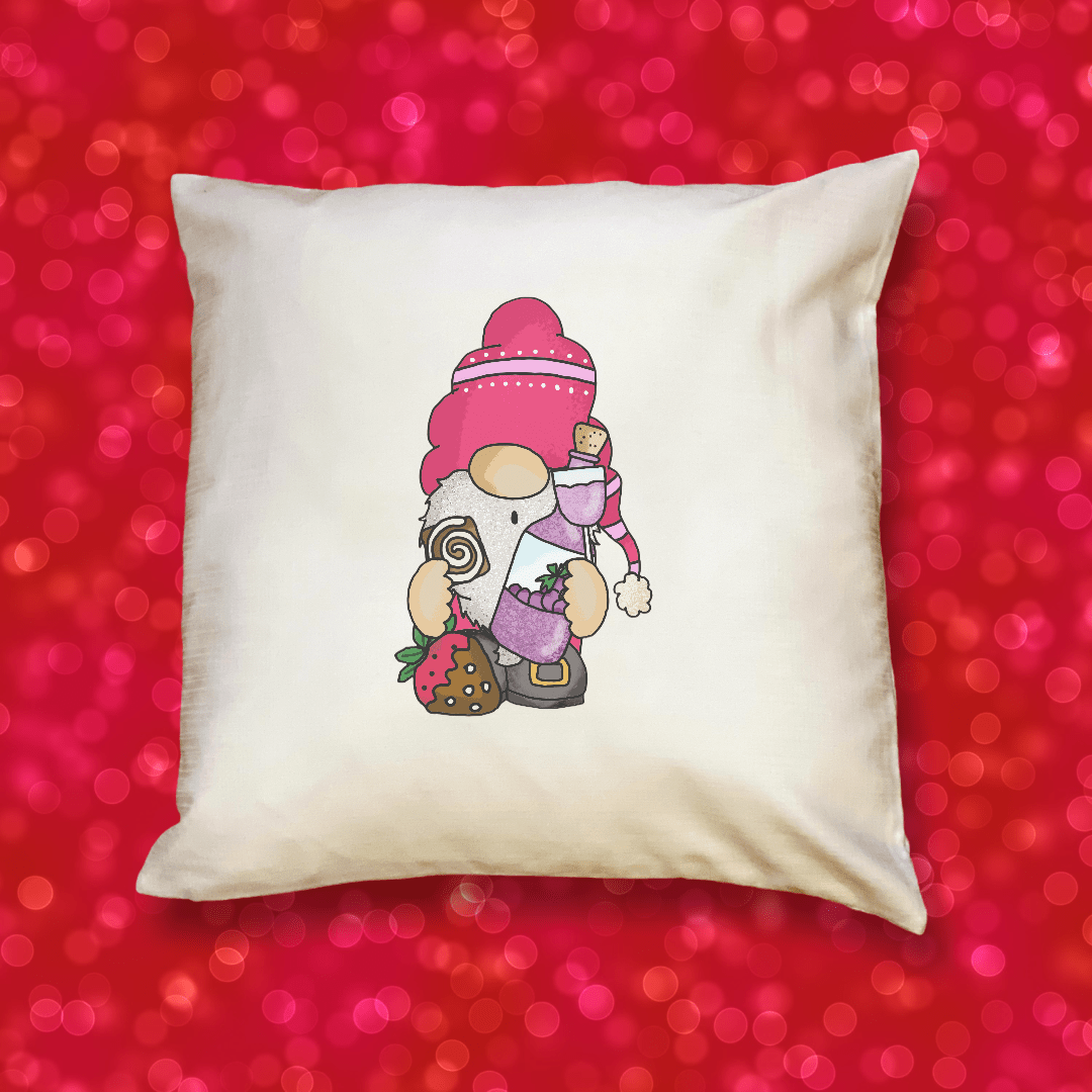 White Be Mine Valentine Gnome Cute Festive Pillow Cover