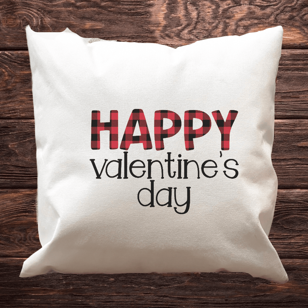 White Cute Printed Happy Valentine's Day Fabric Pillow Cover