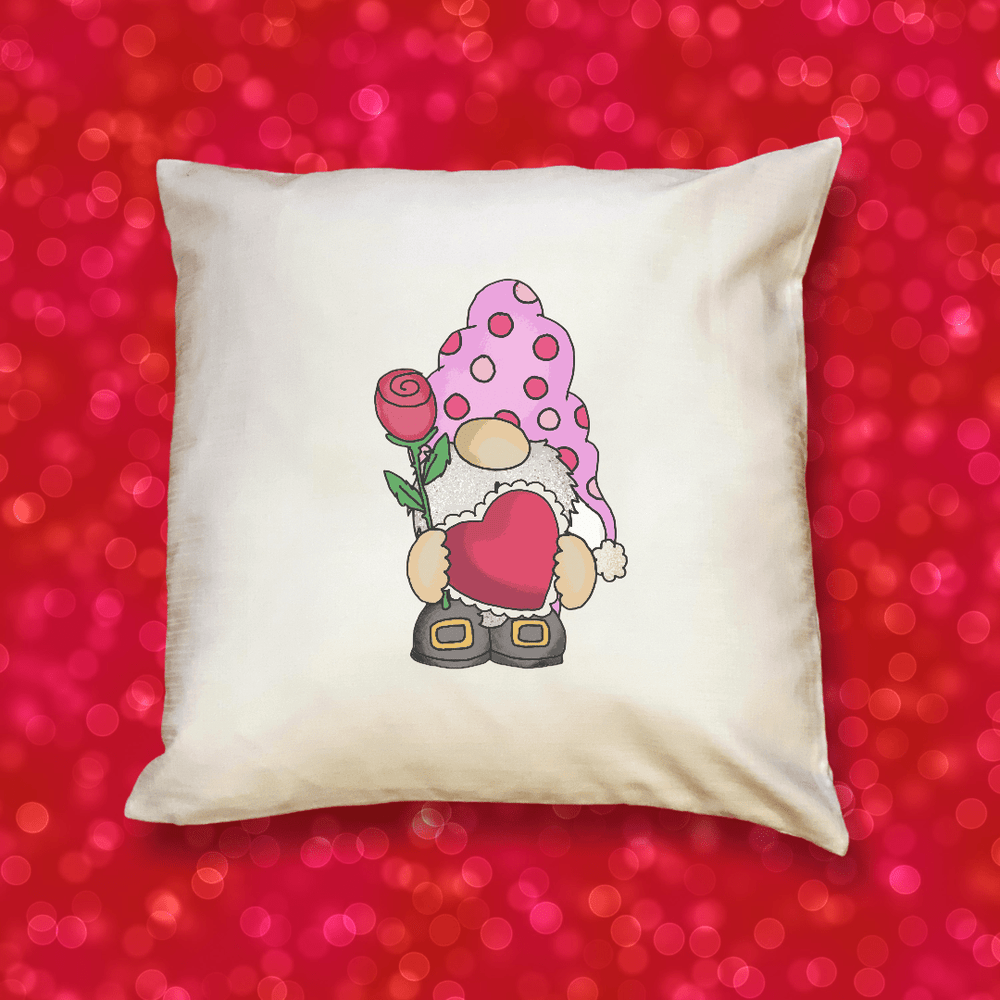 White Love Gnome Valentine Cute Festive Pillow Cover