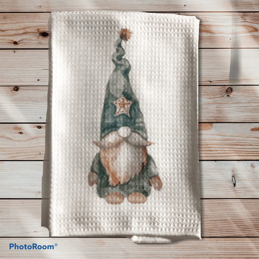 Blue Winter Gnome Dish Towel