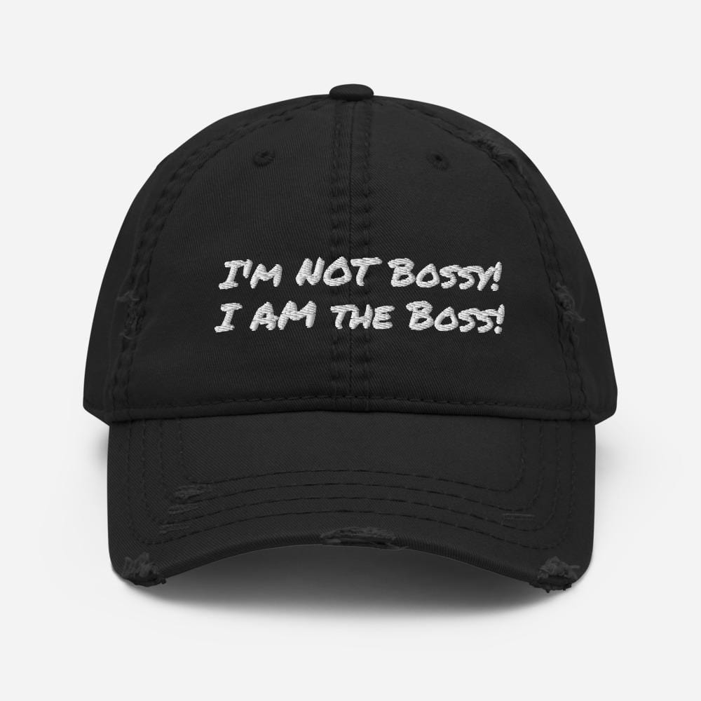 Gray I AM the Boss' Stylish Distressed Hat