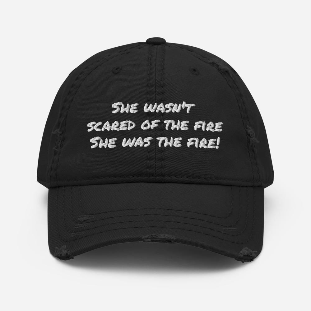 Gray She Was The Fire' Distressed Hat with Slacks