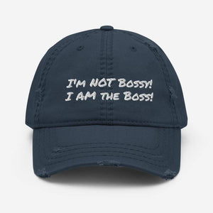Gray I AM the Boss' Stylish Distressed Hat
