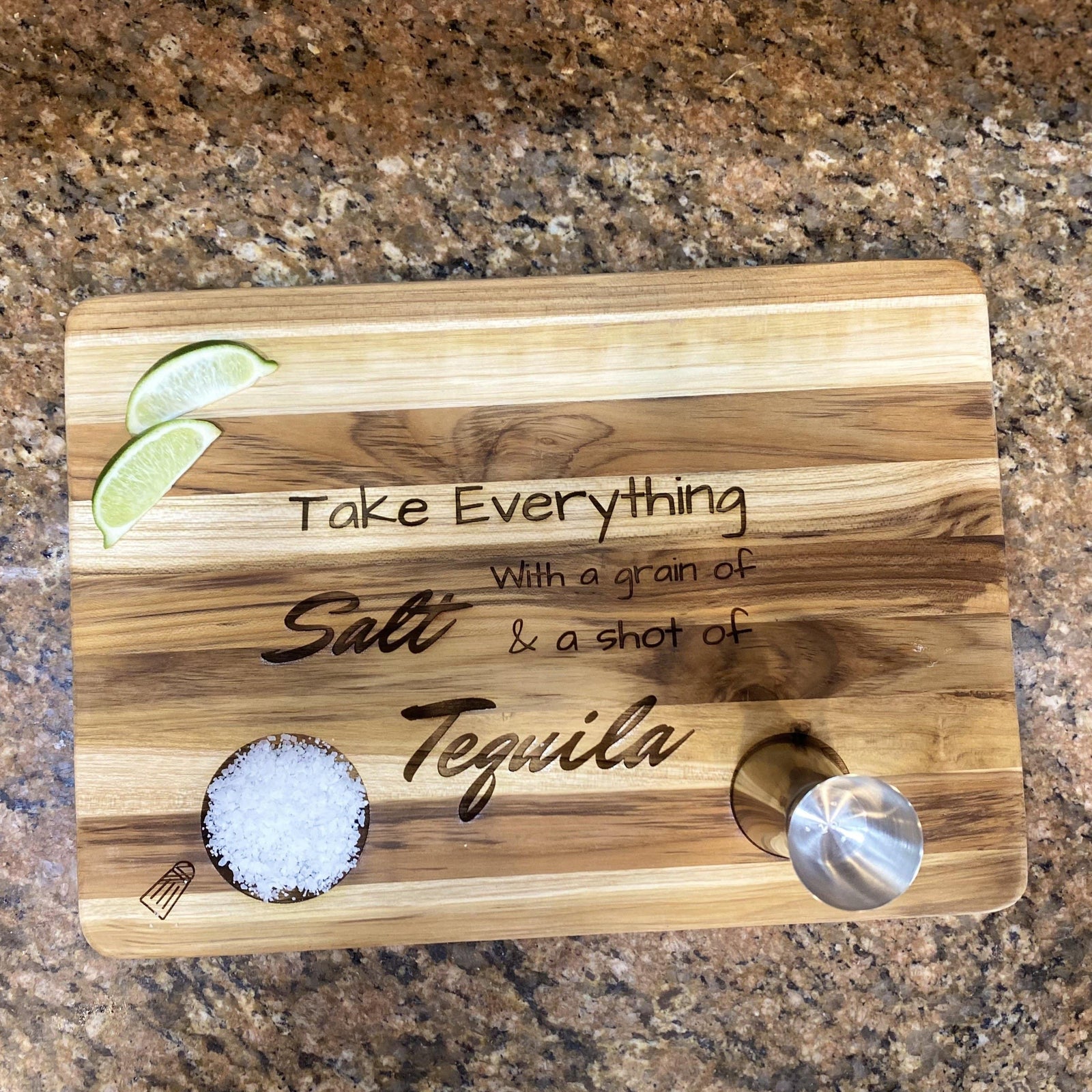 Natural 14 x 10 Inch Tequila Shot Board for Serving
