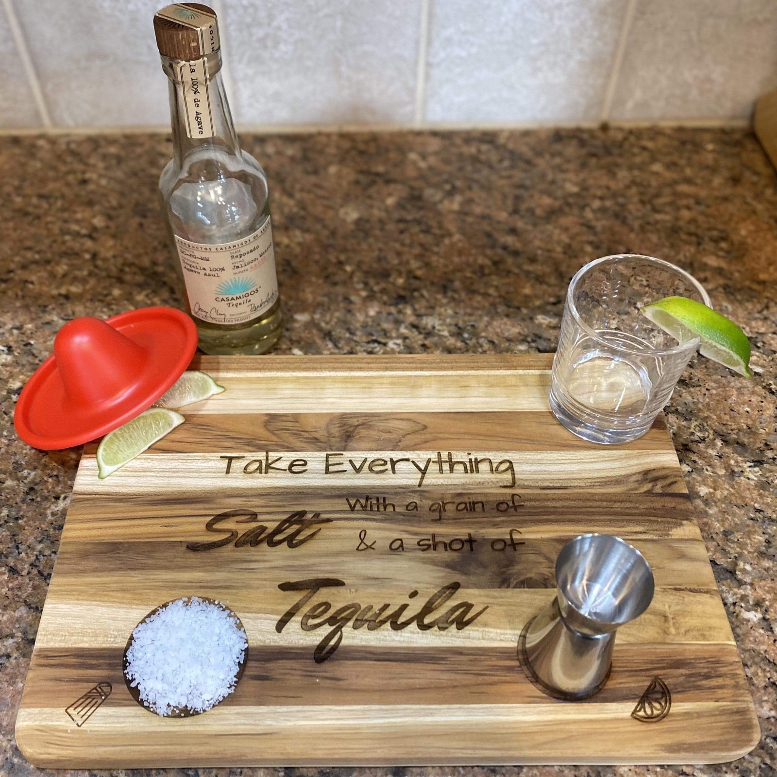 Natural 14 x 10 Inch Tequila Shot Board for Serving